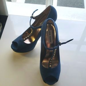 Steve Madden P-Gabrie Teal Suede Studded Heels